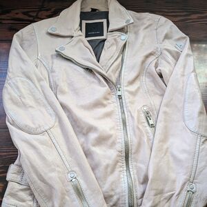 Mauritius Blush Lamb Leather Moto Jacket | Size M
